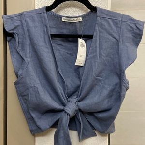 Abercrombie Linen Tie Front Top
